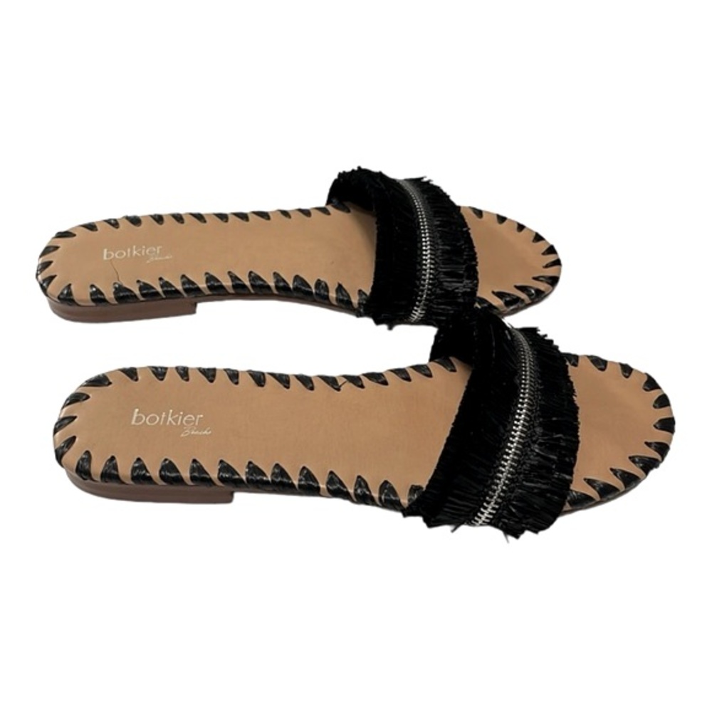 Botkier Beach Straw Flat Slide Sandals, size 7.5